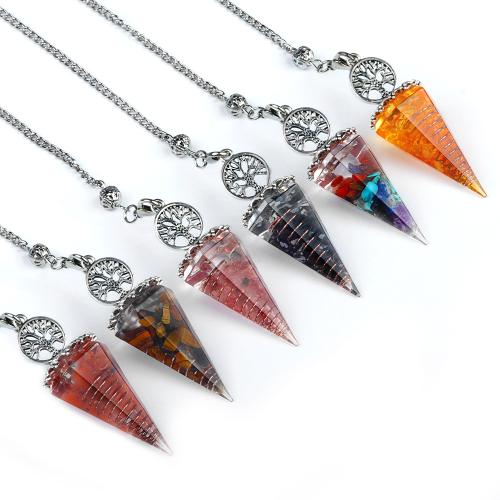 Natural Stone Pendulum with Resin & Iron fashion jewelry Sold By PC