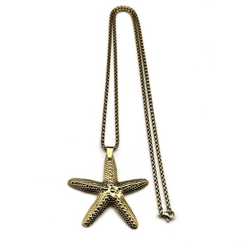 Stainless Steel Jewelry Necklace 304 Stainless Steel Starfish plated fashion jewelry & for woman Length 24 Inch Sold By PC