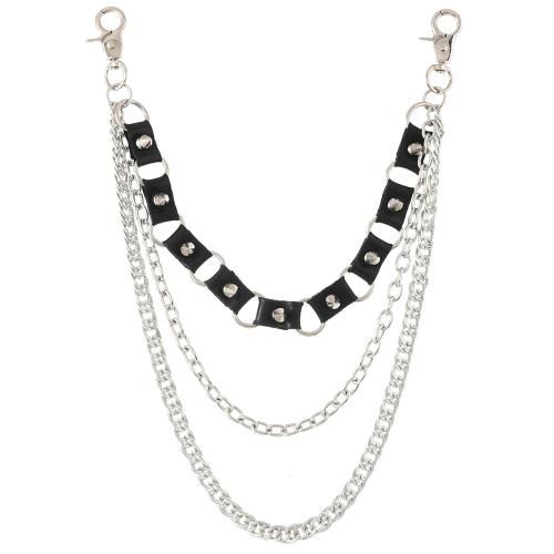 Body Chain Jewelry Zinc Alloy with Cowhide & Iron three layers & fashion jewelry & Unisex black Sold By PC