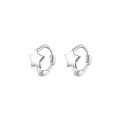 Laiton Leverback boucle d'oreille, étoile, Placage, pour femme, couleur platine, About 6mm star, inner diameter 8mm, Vendu par paire