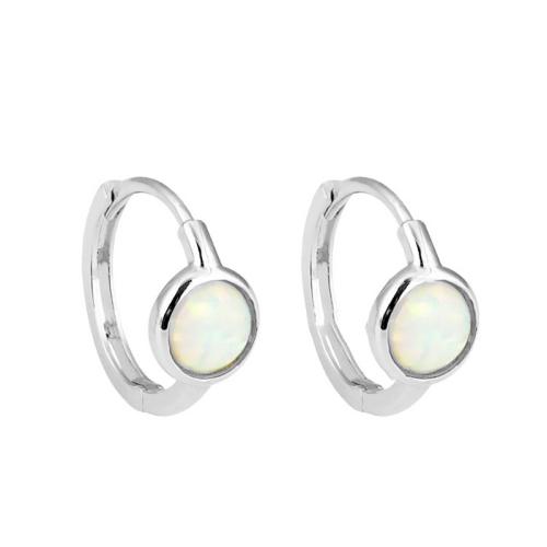 Prás Leverback Earring, le Opal, plátáilte, do bhean, dath platanam, Approx. Inner diameter 8MM, Díolta De réir Péire