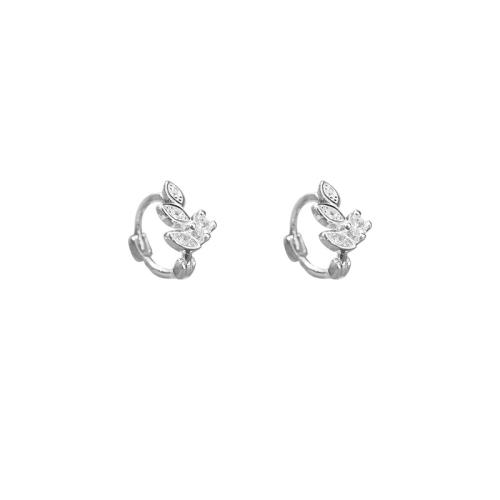 Kubinių Zirconia Mikro Pave Žalvario auskarai, Žalvarinis, padengtą, mikro nutiesti kubinių Zirconia & moters, platinos spalva, Approx. Inner diameter 8MM, Pardavė Pora