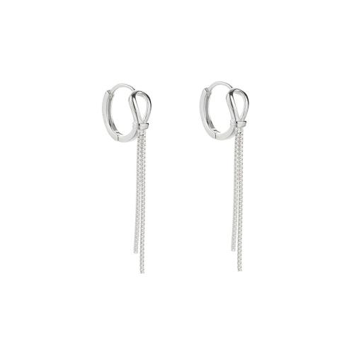 Huggie hoepel Drop Earrings, Messing, plated, voor vrouw, platina kleur, 40x5mm, Verkocht door pair