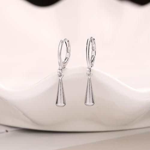 Huggie hoepel Drop Earrings, Messing, plated, voor vrouw, platina kleur, 27mm, Verkocht door pair