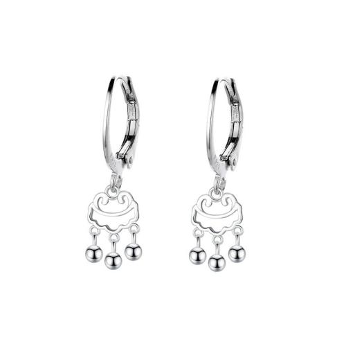 Huggie hoepel Drop Earrings, Messing, plated, voor vrouw, platina kleur, 28mm, Verkocht door pair