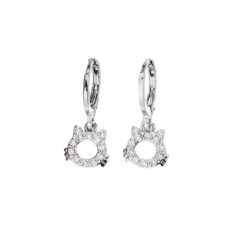 Ciúbach Zirconia Micrimhilseogra réiteodh Earring Prás, plátáilte, micrea réiteach zirconia ciúbach & do bhean, dath platanam, 22mm, Díolta De réir Péire