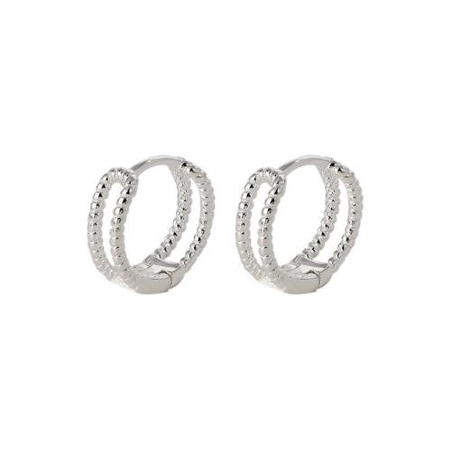 Laiton Leverback boucle d'oreille, Placage, pour femme, couleur platine, Approx. Inner diameter 10mm, Vendu par paire