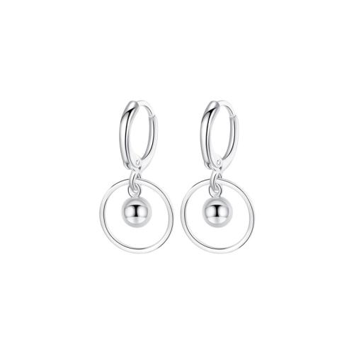 Huggie hoepel Drop Earrings, Messing, plated, voor vrouw, platina kleur, 24mm, Verkocht door pair