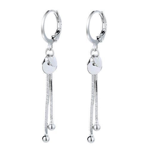 Huggie hoepel Drop Earrings, Messing, plated, voor vrouw, platina kleur, 40mm, Verkocht door pair