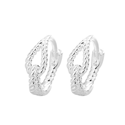 Boucle d’oreille goutte strass Hoop, laiton, Placage, pour femme, argent, Width about 4mm, inner diameter about 8mm, Vendu par paire