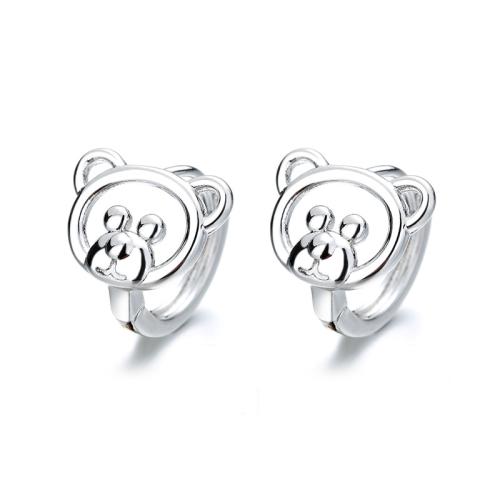 Brass Leverback Earring plated for woman platinum color Bear ear 5*6MM diameter 12MM Sold By Pair