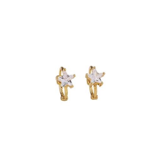 Cubic Zirconia Micro Pave Brass Earring Star plated micro pave cubic zirconia & for woman Sold By Pair