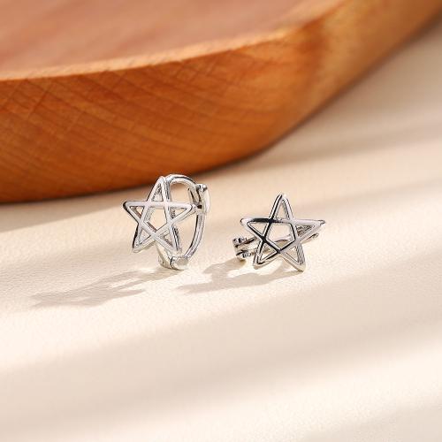 Prás Leverback Earring, Star, plátáilte, do bhean, dath platanam, Inner diameter 8MM, Díolta De réir Péire