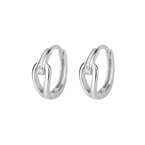 Ciúbach Zirconia Micrimhilseogra réiteodh Earring Prás, plátáilte, micrea réiteach zirconia ciúbach & do bhean, dath platanam, 13x4mm, Díolta De réir Péire