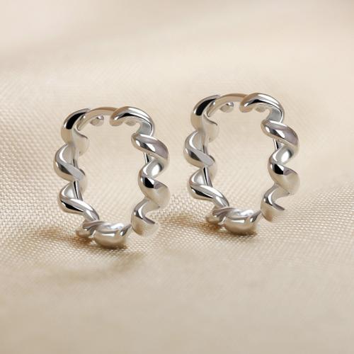 Messing Spring hoop oorbellen, plated, voor vrouw, platina kleur, 3x15mm, Verkocht door pair