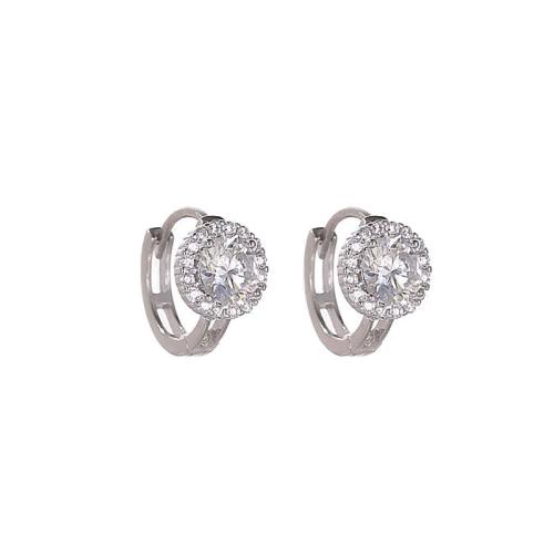 Cubic Zirconia Micro Pave Brass Earring plated micro pave cubic zirconia & for woman platinum color Sold By Pair