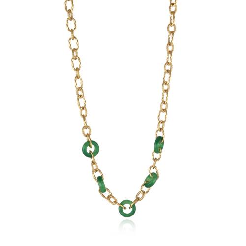 Stainless Steel Jewelry Necklace 304 Stainless Steel with Jade with 5cm extender chain plated & for woman golden Length Approx 46 cm Sold By PC