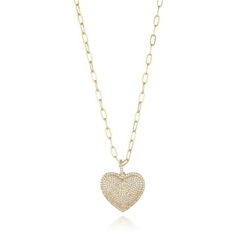 Kubieke Zirkoon Micro Pave Brass Ketting, Messing, met 5cm extender keten, plated, micro pave zirconia & voor vrouw, gouden, Lengte Ca 50 cm, Verkocht door PC