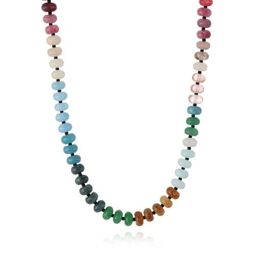 Gemstone Jewelry karoliai, Brangakmenis, su 5cm Extender grandinės, rankų darbo, įvairių stilių pasirinkimas & moters, multi-colored, Ilgis Apytiksliai 44 cm, Pardavė PC