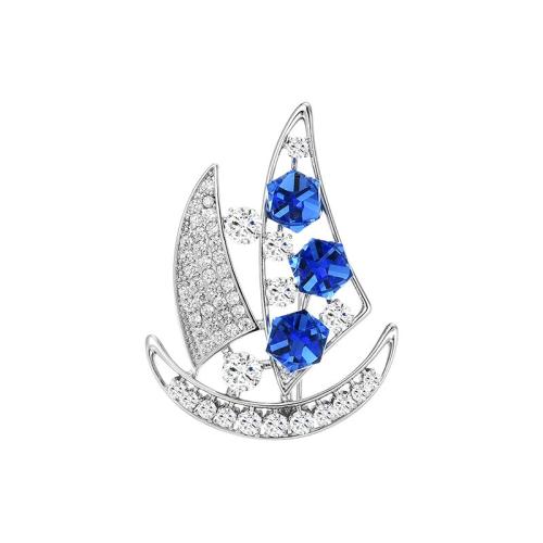 Fashion Broche Sieraden, Messing, plated, micro pave zirconia & voor vrouw, zilver, 43x32mm, Verkocht door PC