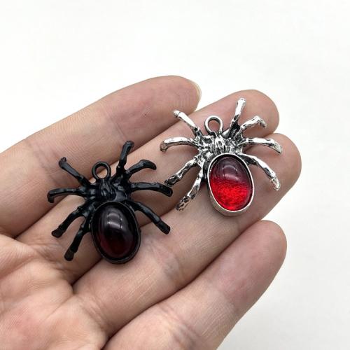 Sinc Alloy Pendants Ainmhithe, le Gemstone Syntéiseach, Spider, plátáilte, DIY, dathanna níos mó le haghaidh rogha, 100ríomhairí pearsanta/Mála, Díolta De réir Mála