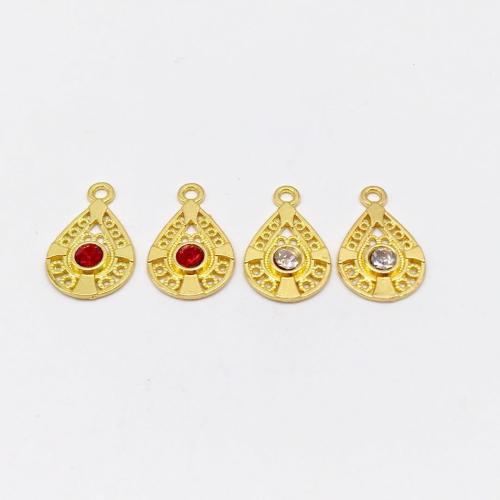 Zinc Alloy Rhinestone Pendants antique gold color plated DIY & with rhinestone Sold By Bag