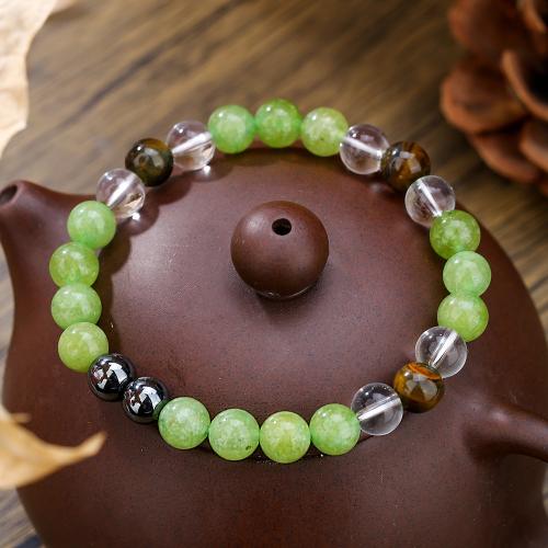 Gemstone Bracelets Green Aventurine with Hematite & Clear Quartz Unisex mixed colors Sold By PC