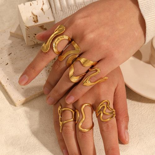 Vinger Ring in edelstaal, 304 roestvrij staal, gold plated, verschillende stijlen voor de keuze & voor vrouw, meer kleuren voor de keuze, Verkocht door PC