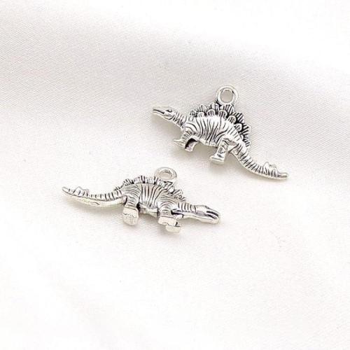 Zink Alloy Animal Hängen, Dinosaur, silver pläterad, DIY, nickel, bly och kadmium gratis, 26x14x3.80mm, 100PC/Bag, Säljs av Bag