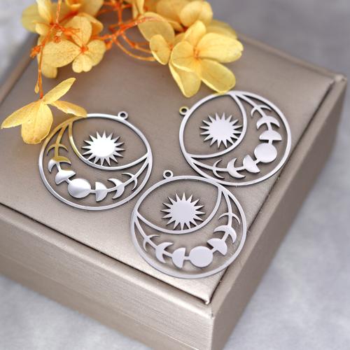 Stainless Steel Pendants 304 Stainless Steel Round plated DIY & hollow original color Sold By PC