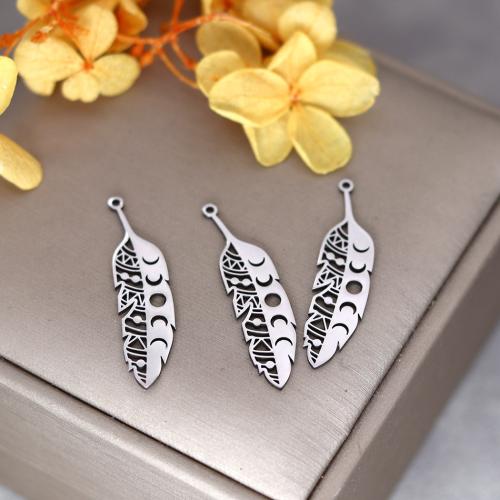 Stainless Steel Pendants 304 Stainless Steel Leaf plated DIY & hollow original color Sold By PC