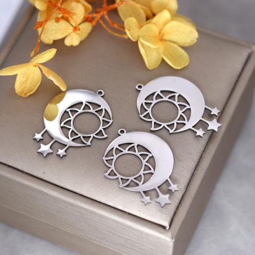 Stainless Steel Pendants 304 Stainless Steel Moon and Star plated DIY & hollow original color Sold By PC