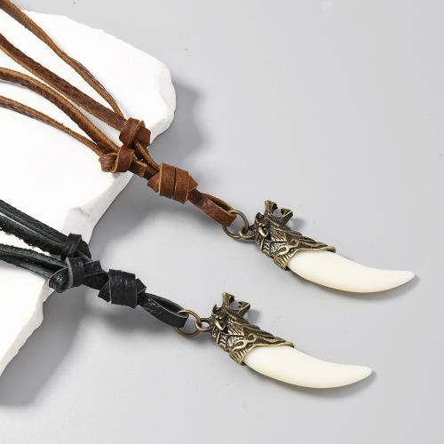 Cowhide Necklace with Zinc Alloy handmade fashion jewelry & for man Sold By PC