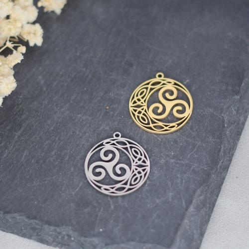 Stainless Steel Pendants 304 Stainless Steel Round plated DIY & hollow Sold By PC