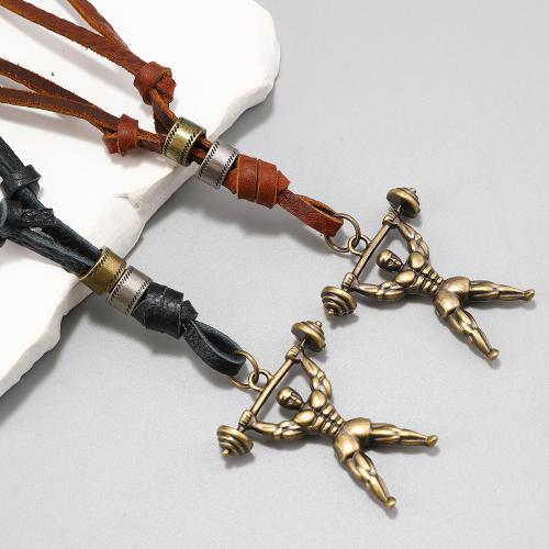 Sweater Chain Necklace Cowhide with Zinc Alloy handmade fashion jewelry & Unisex Sold By PC