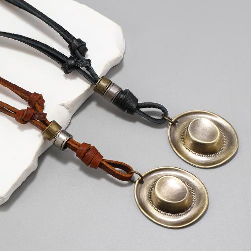 Sweater Chain Necklace Cowhide with Zinc Alloy handmade fashion jewelry & Unisex Sold By PC