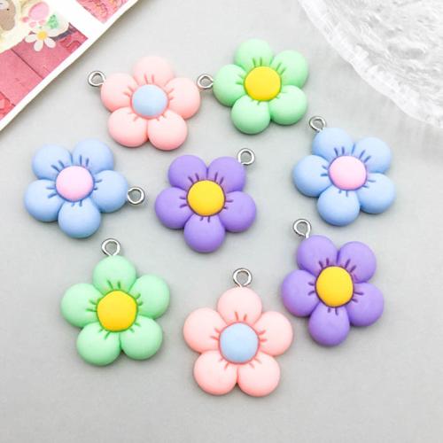 Zinc Alloy Pendler, med Resin & Plastic, Flower, epoxy sticker, du kan DIY, flere farver til valg, 22x24mm, 100pc'er/Bag, Solgt af Bag