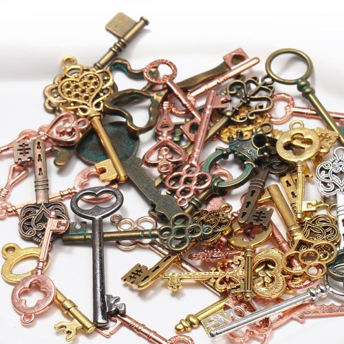 Zinc Alloy Key Pendants plated random style & DIY Sold By Bag