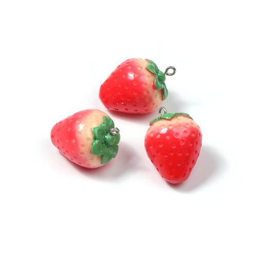 Acrylic Pendants Strawberry plated DIY Sold By Bag