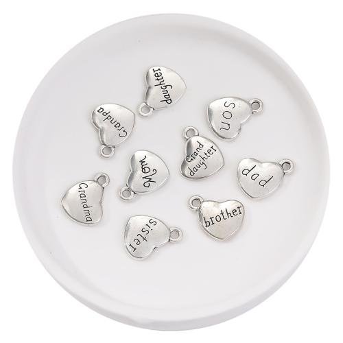 Ciondoli a cuore in lega di zinco, lega in zinco, placcato, DIY, nessuno, 17.50x14mm, 100PC/borsa, Venduto da borsa