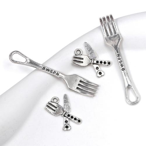 Zinc Alloy Pendants Knife and Fork plated DIY Sold By Bag