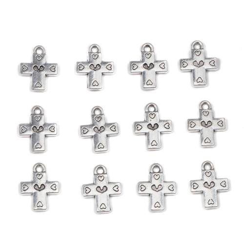 Sinkkiseos Cross Riipukset, Ylittää, antiikki hopea päällystetty, tee-se-itse, 13x16.50mm, 100PC/laukku, Myymät laukku