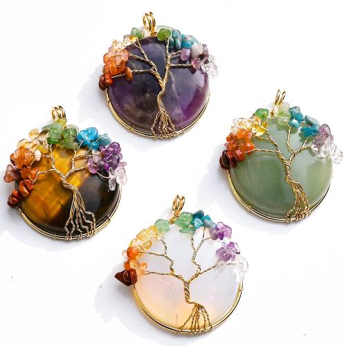 Gemstone Pendants Jewelry with Brass & Iron gold color plated DIY Sold By PC