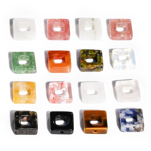 Gemstone Ékszer Gyöngyök, Drágakő, Square, DIY & különböző anyagok a választás & üreges, több színt a választás, 10mm, 18PC-k/Bag, Által értékesített Bag