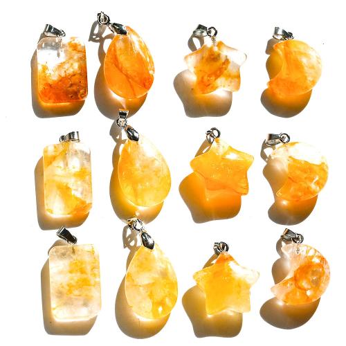 Quartz Gemstone Pendants Citrine with Iron & DIY Sold By PC