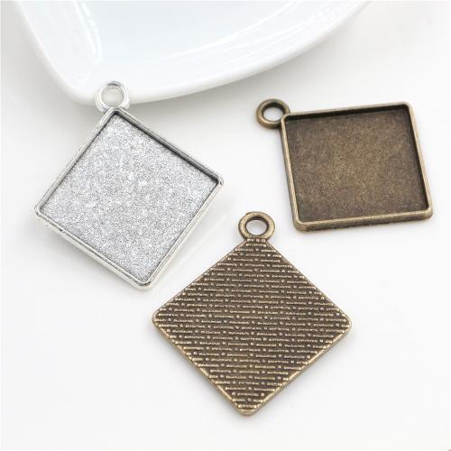 Zink legering hanger Cabochon instelling, Zinc Alloy, Square, plated, DIY, meer kleuren voor de keuze, nikkel, lood en cadmium vrij, inner diameter:20mm, Ca 100pC's/Bag, Verkocht door Bag