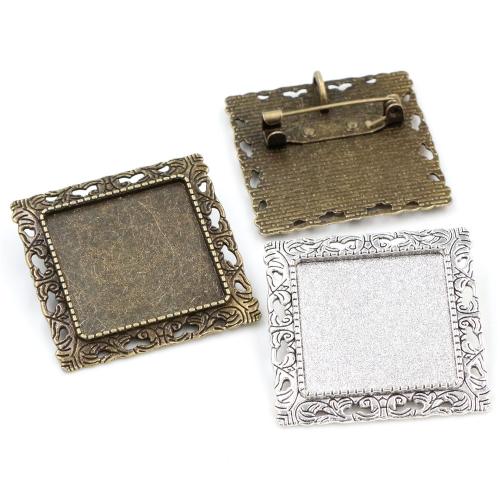 Zinklegering broche onderdelen, Zinc Alloy, Square, plated, DIY, meer kleuren voor de keuze, nikkel, lood en cadmium vrij, inner diameter:25mm, Ca 100pC's/Bag, Verkocht door Bag