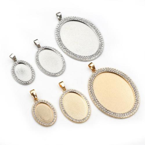 Zinc Alloy vedhæng Cabochon Setting, Oval, forgyldt, du kan DIY & forskellig størrelse for valg & med rhinestone, flere farver til valg, nikkel, bly & cadmium fri, Ca. 100pc'er/Bag, Solgt af Bag