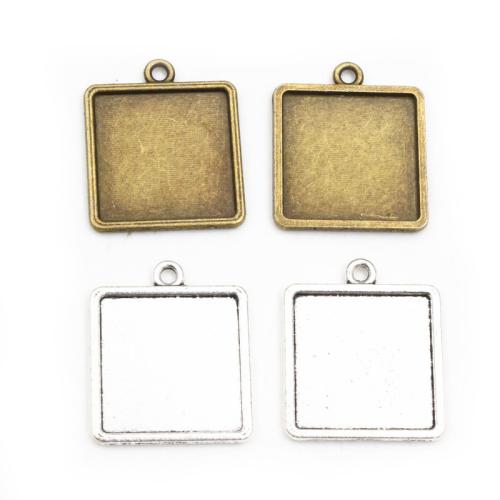 Zink legering hanger Cabochon instelling, Zinc Alloy, Square, plated, DIY, meer kleuren voor de keuze, nikkel, lood en cadmium vrij, inner diameter:25mm, Ca 100pC's/Bag, Verkocht door Bag