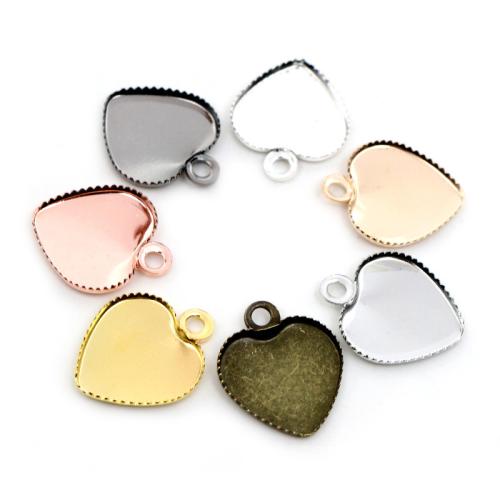 Jern Pendant Setting, Heart, forgyldt, du kan DIY, flere farver til valg, nikkel, bly & cadmium fri, inner diameter:12mm, Ca. 100pc'er/Bag, Solgt af Bag